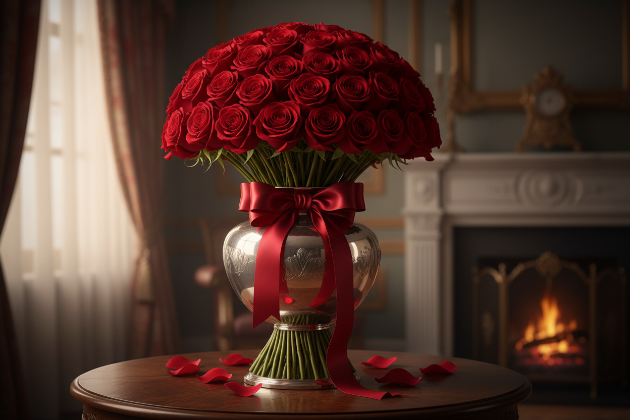 100 long stem red roses